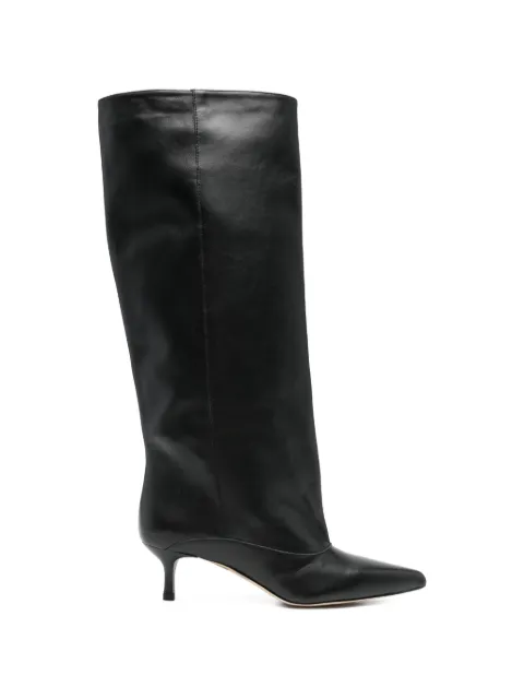 Gisel Moire Lory pointed-toe knee-high boots