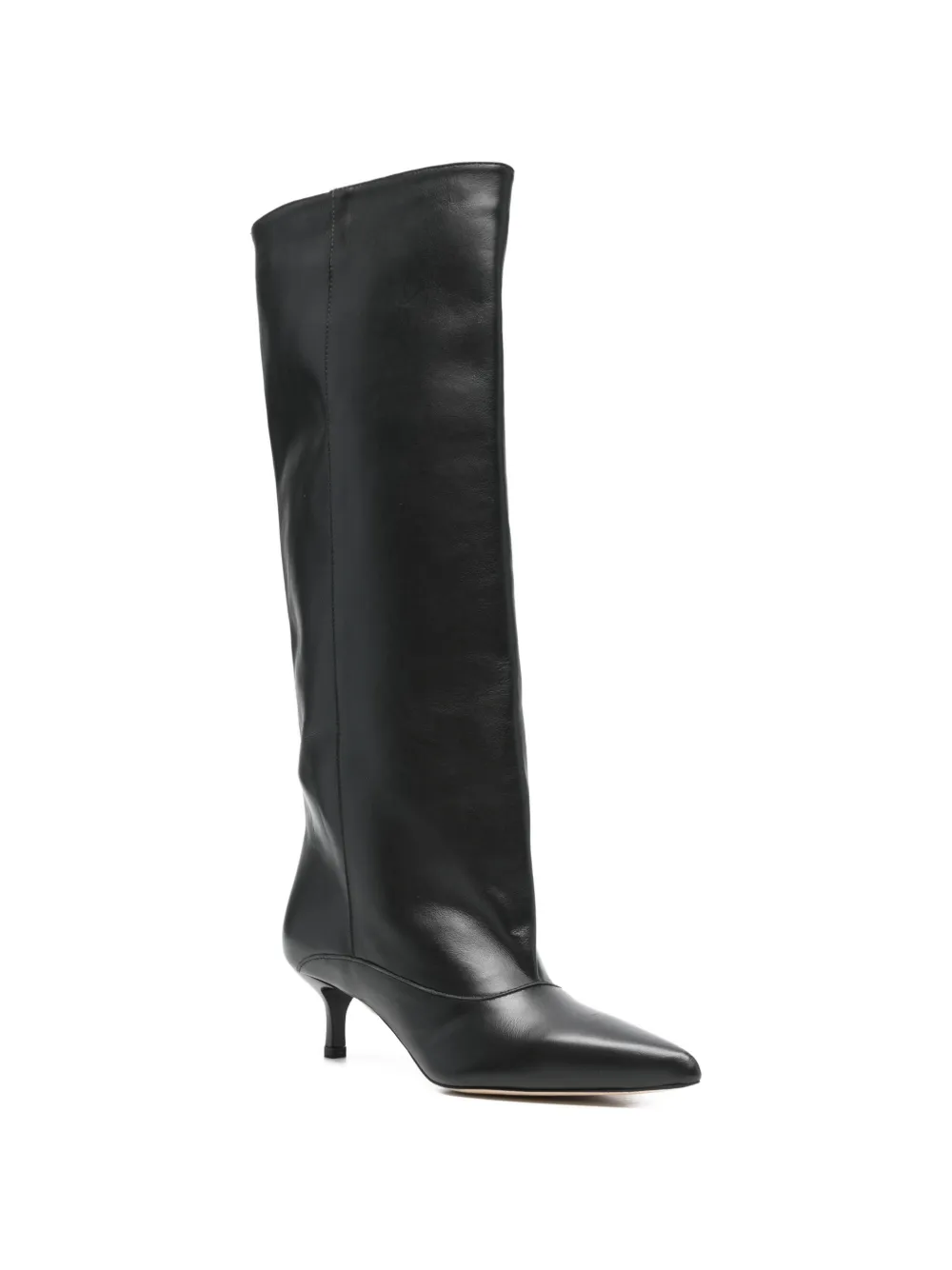 Gisel Moire Lory pointed-toe knee-high boots Zwart