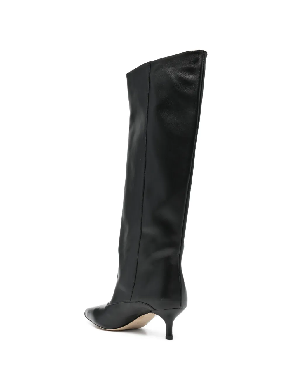  Gisel Moire Lory Pointed-toe Knee-high Boots - Black 