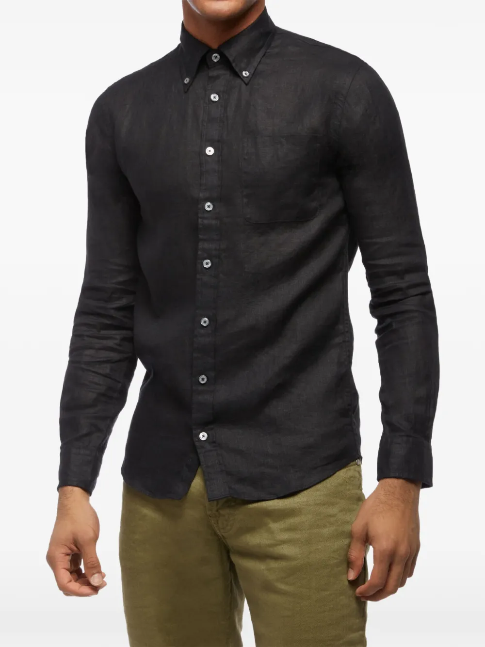 Brooks Brothers Getailleerd overhemd met knoopsluiting Zwart