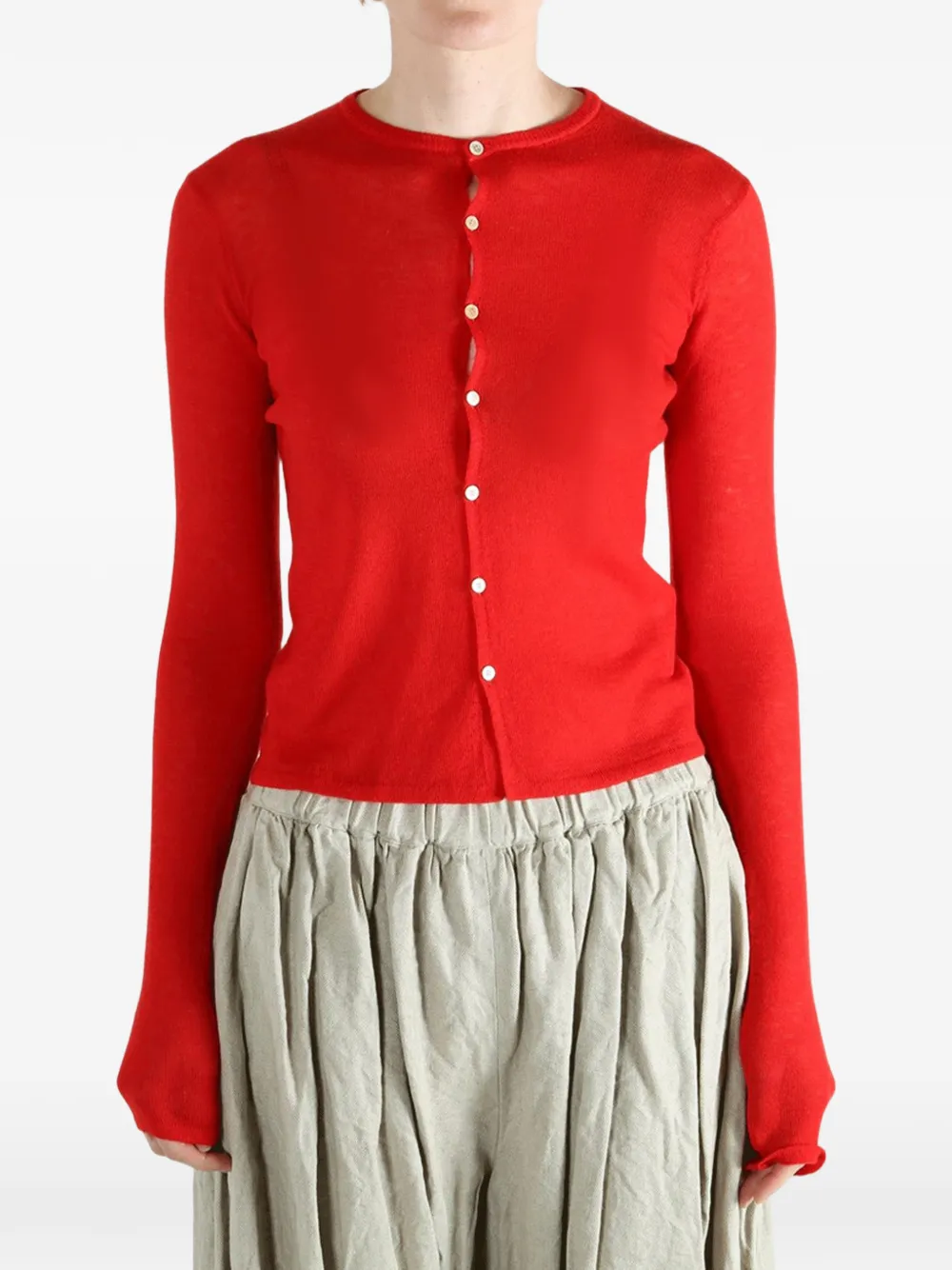  Auralee Buttoned Cardigan - Red 