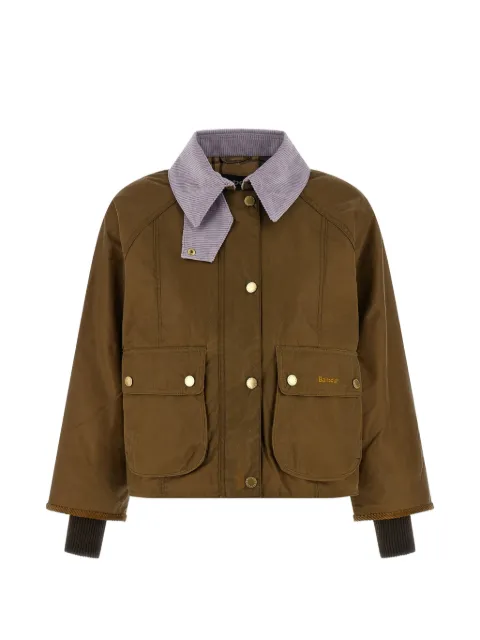 Barbour Cropped Beadnell corduroy-collar waxed cotton jacket