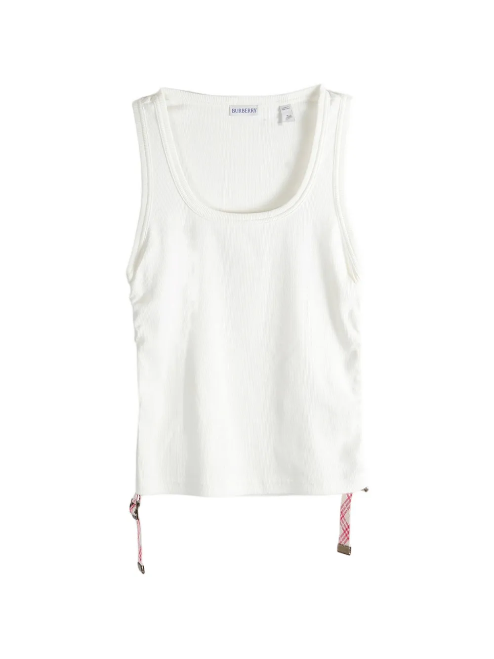 Burberry tie-detail ribbed tank top - Bianco