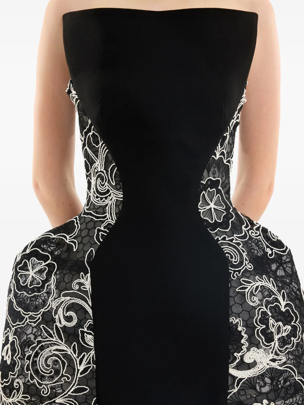 Gemy Maalouf Strapless maxi-jurk met borduurwerk Zwart