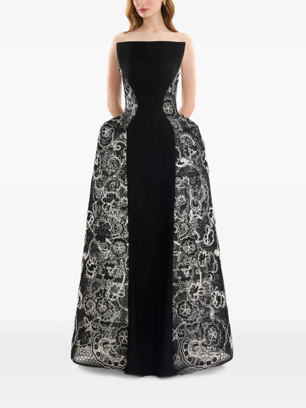 Gemy Maalouf Strapless maxi-jurk met borduurwerk Zwart