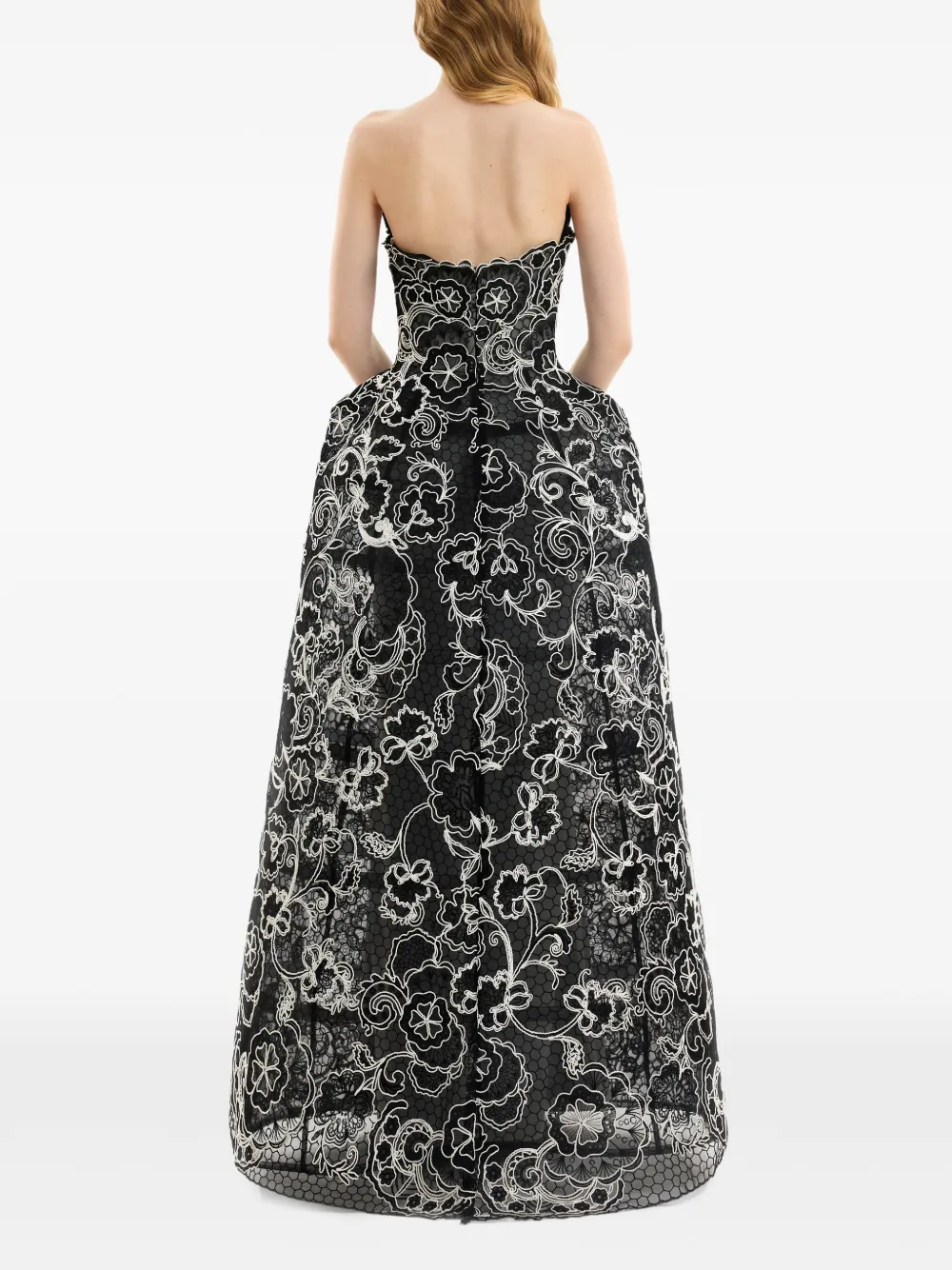 Gemy Maalouf Strapless maxi-jurk met borduurwerk Zwart