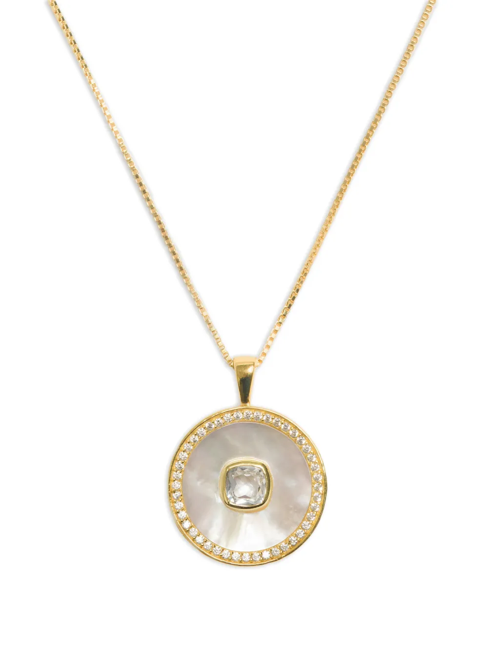 Freya Rose April Topaz Mother-of-pearl Necklace In Gold