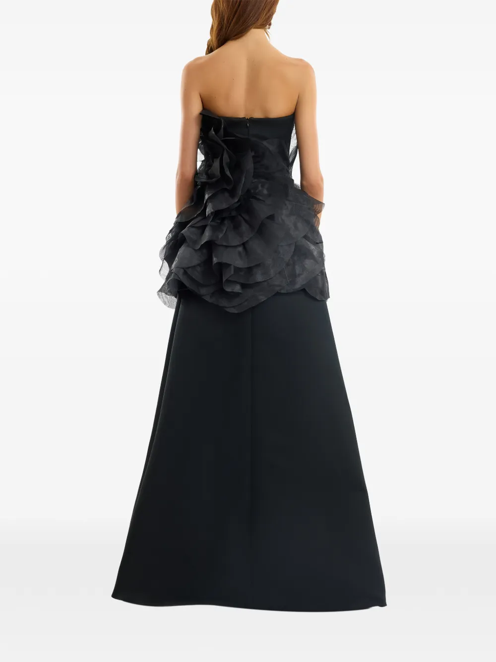 Gemy Maalouf Strapless maxi-jurk met bloemdetail Zwart
