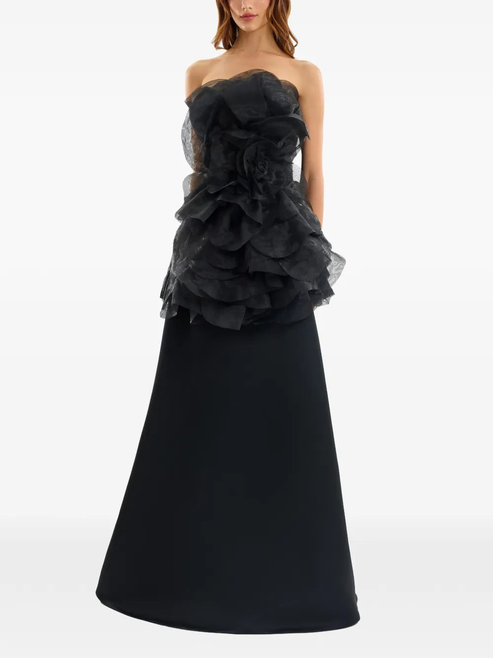 Gemy Maalouf Strapless maxi-jurk met bloemdetail Zwart