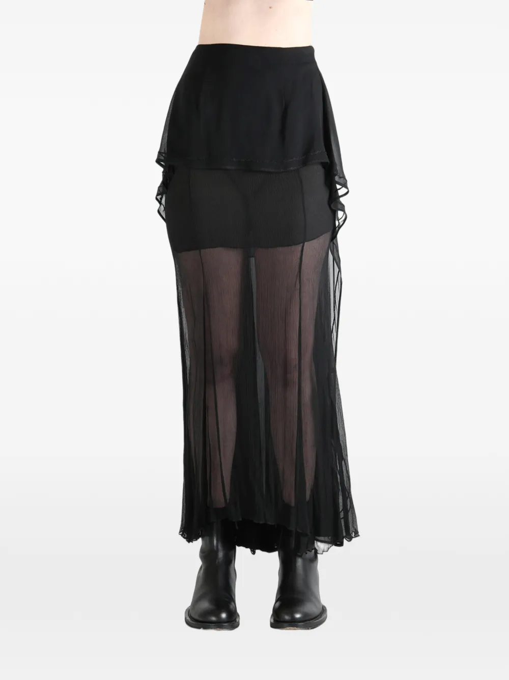 YEHUAFAN layered maxi skirt - Schwarz