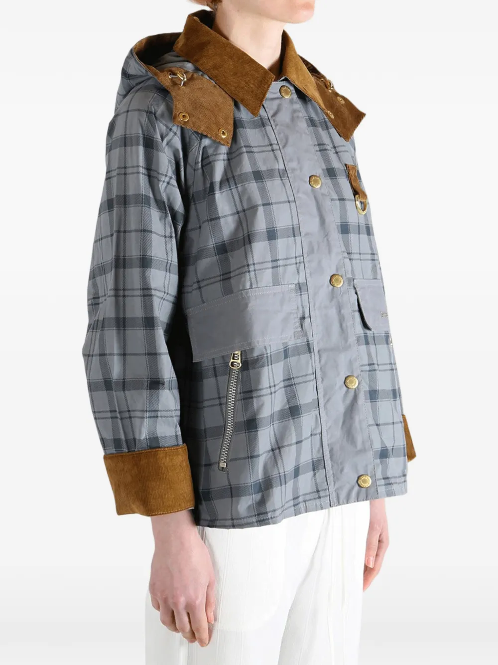 Barbour Carnforth Hooded Tartan Jacket - Grey 