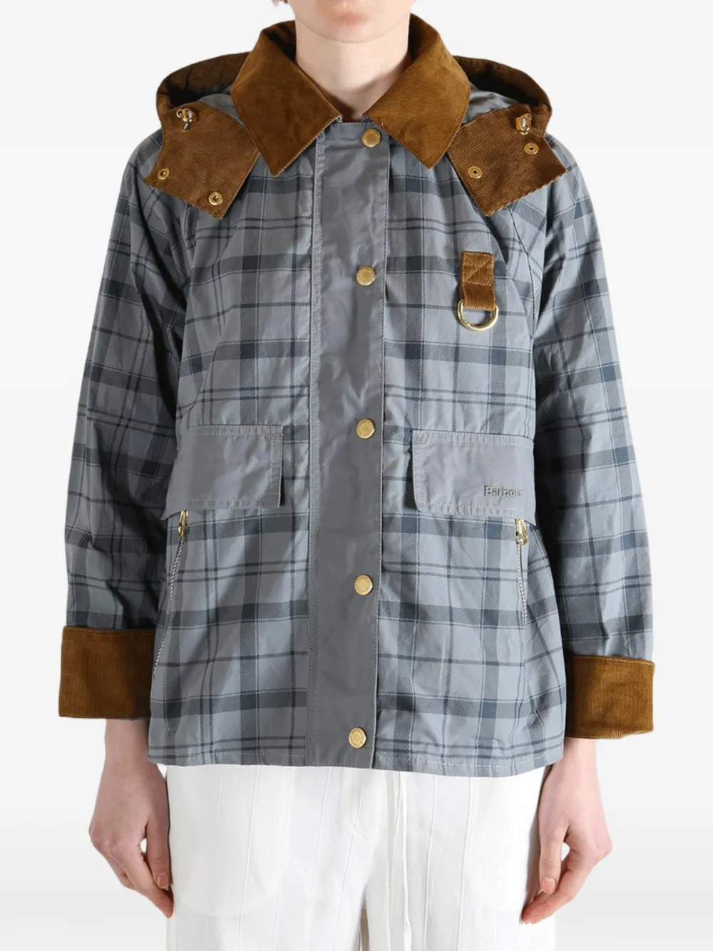  Barbour Carnforth Hooded Tartan Jacket - Grey 
