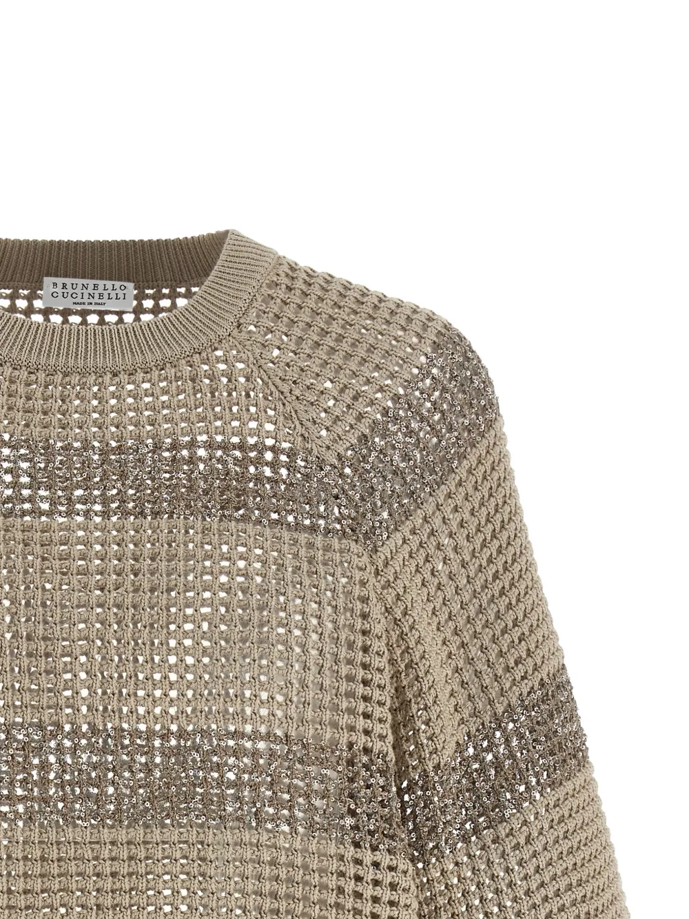 Brunello Cucinelli Trui verfraaid met pailletten Beige