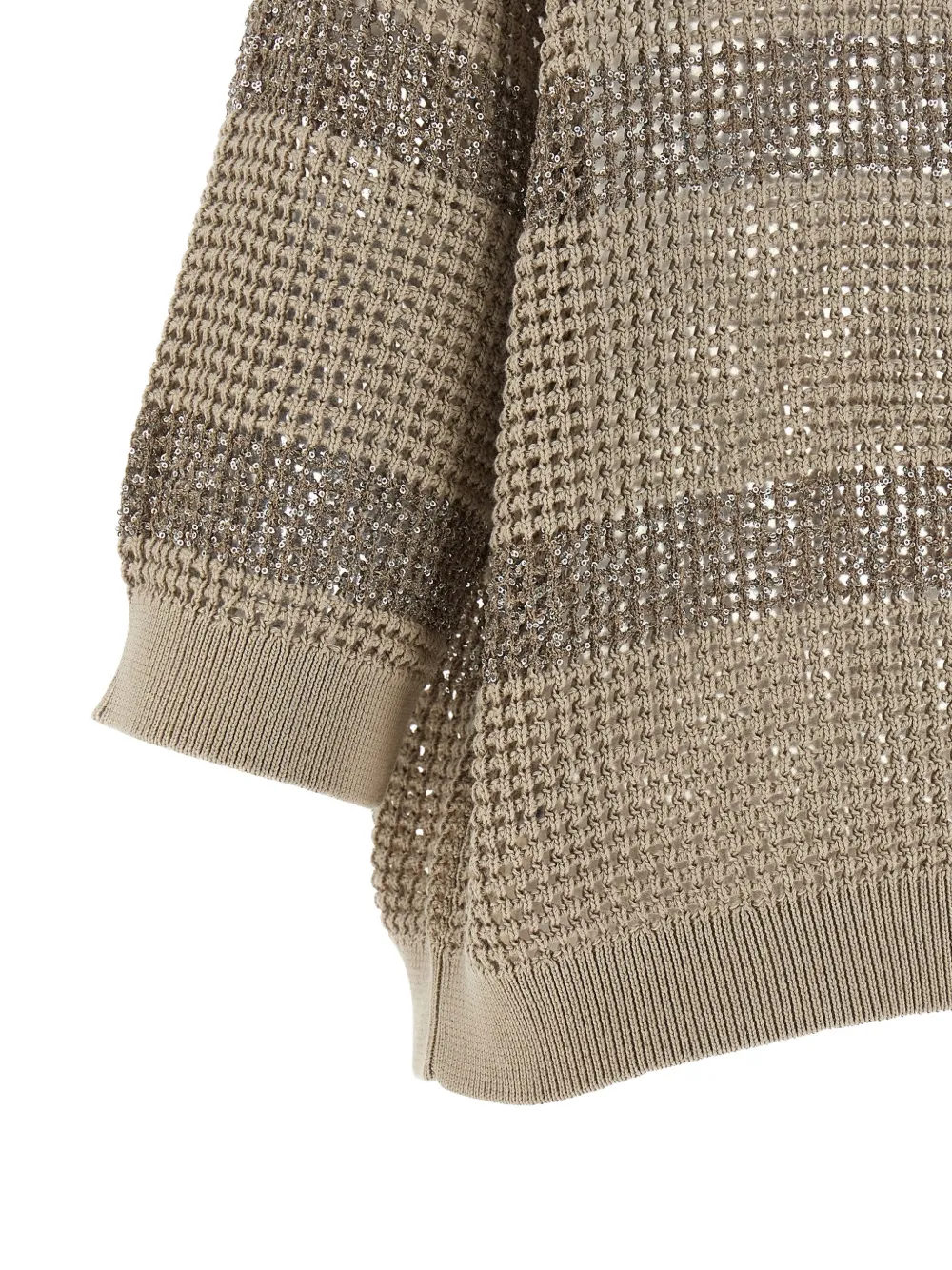 Brunello Cucinelli Trui verfraaid met pailletten Beige