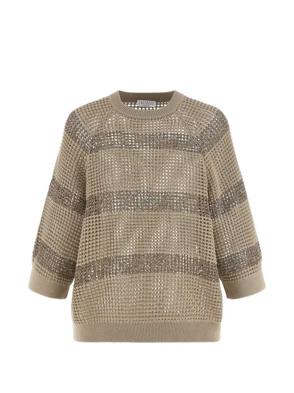 Brunello Cucinelli sequin-embellished striped sweater - Toni neutri
