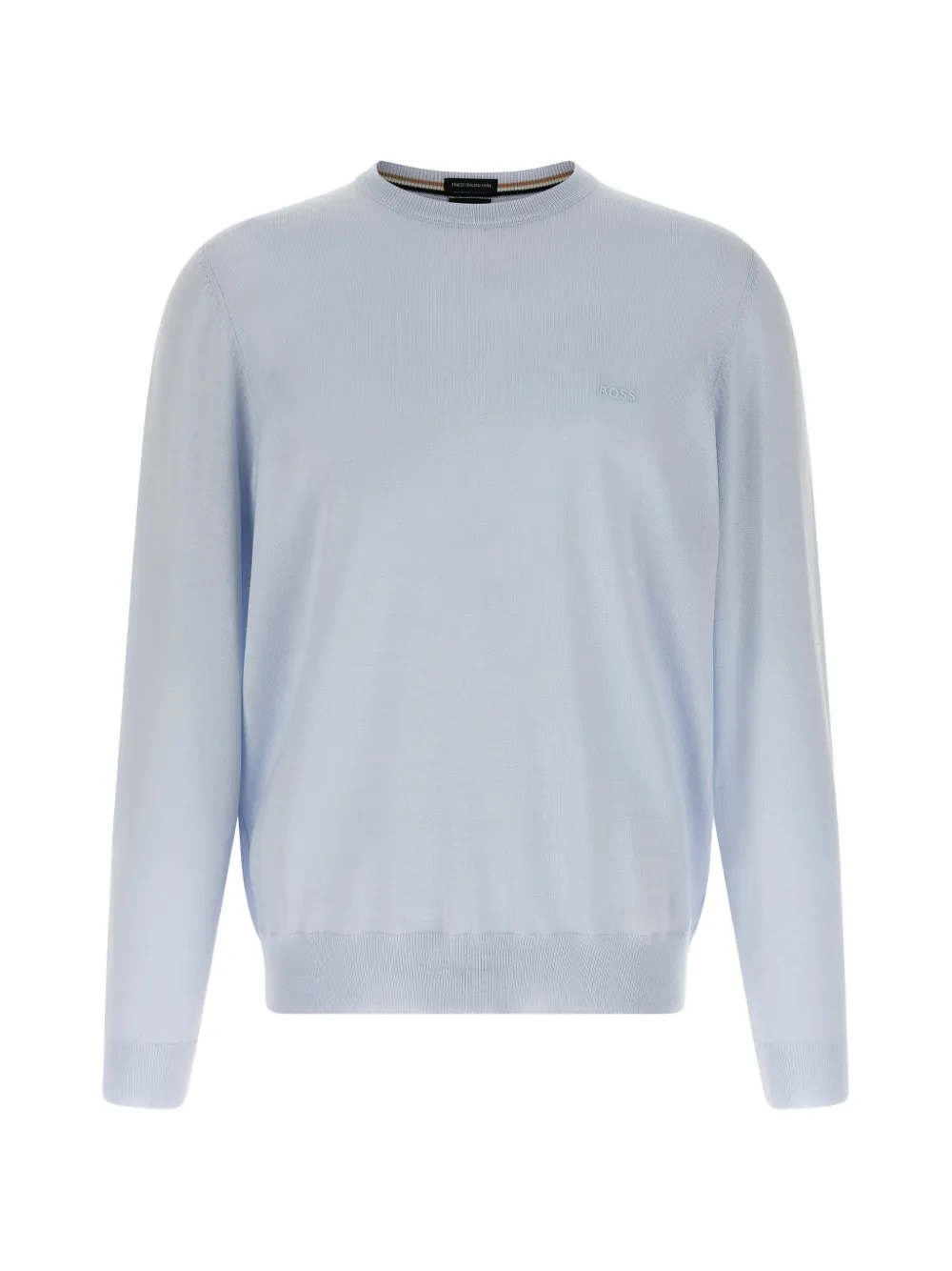 BOSS logo-embroidery crew-neck sweater - Blau