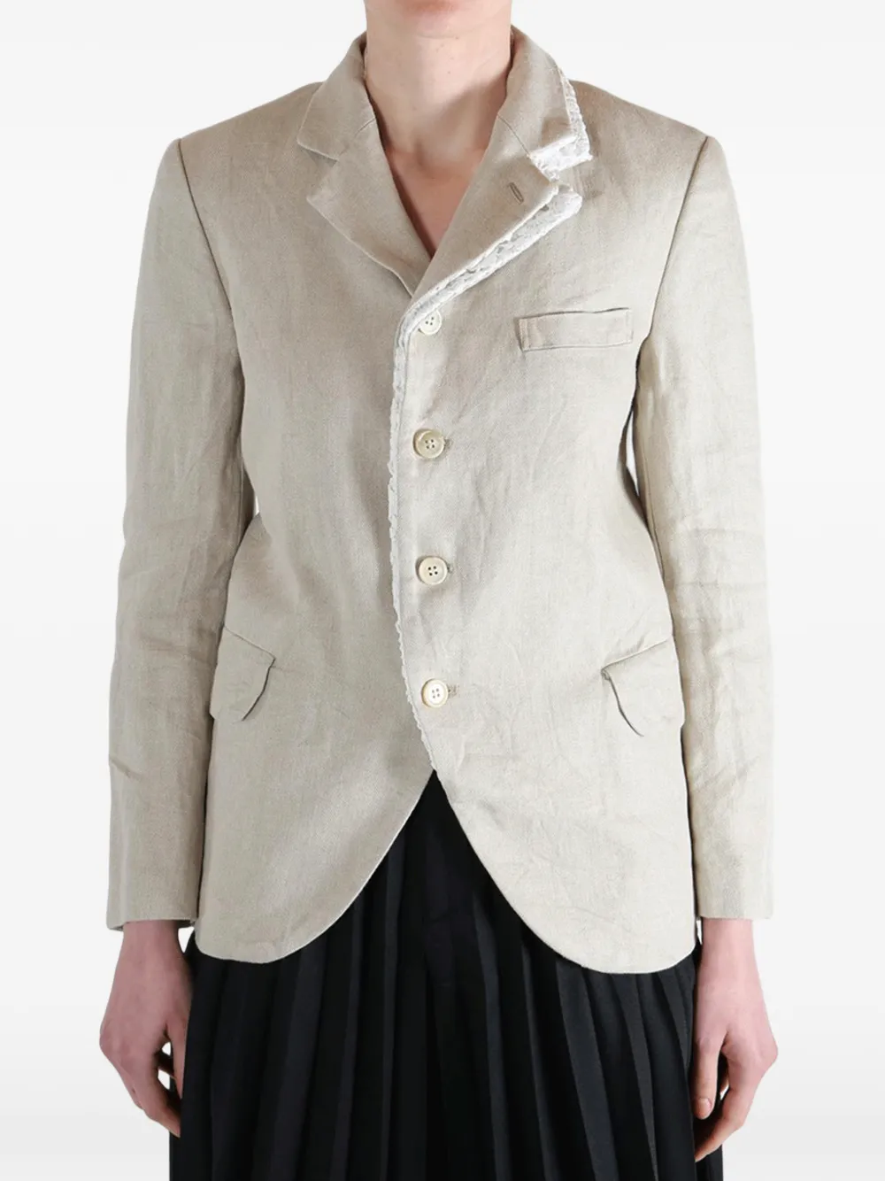  Comme Des Garçons Lace-trim Blazer - Neutrals 