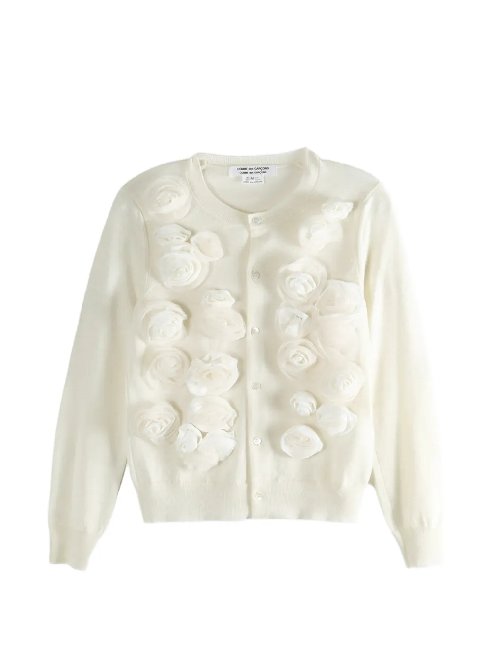 Comme Des Garçons Comme Des Garçons floral-appliqué cardigan - Bianco