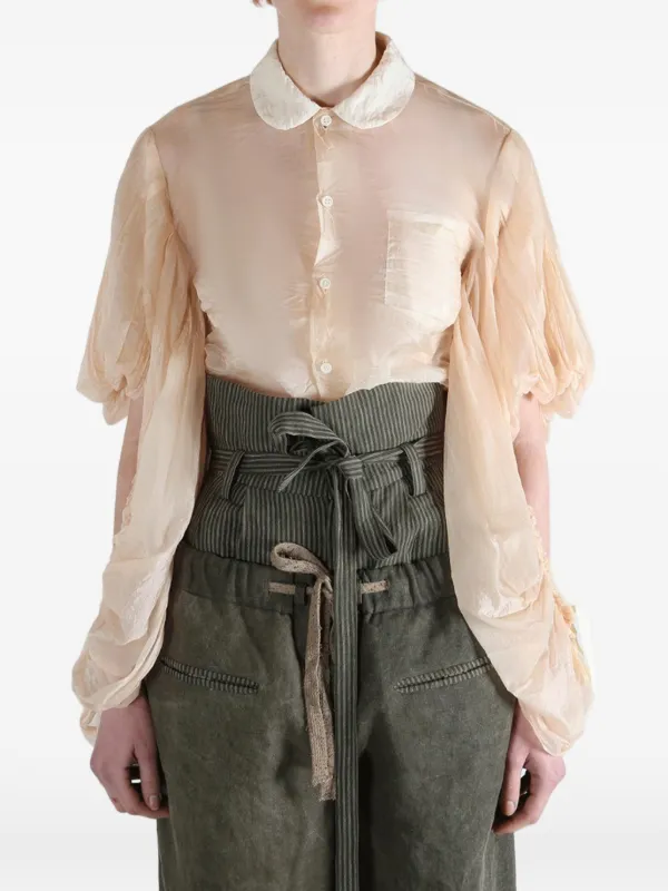 【COMME des GARÇONS】Lace puff sleeve top Comme Des Garçons Comme Des Garçons puff-sleeve Blouse | Neutrals