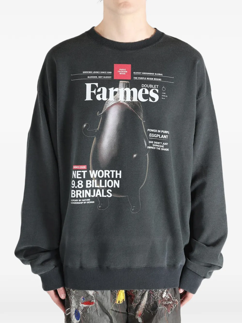  Doublet Farmes Magazine Cover Printed Sweatshirt - Grey 