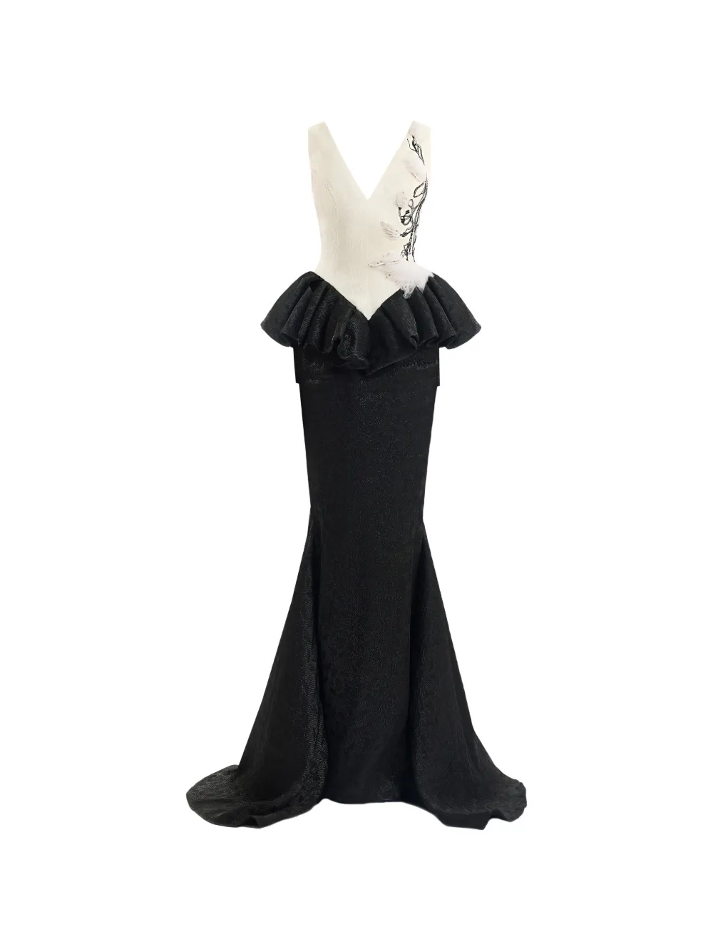 Gemy Maalouf Abito lungo con scollo a V - Nero