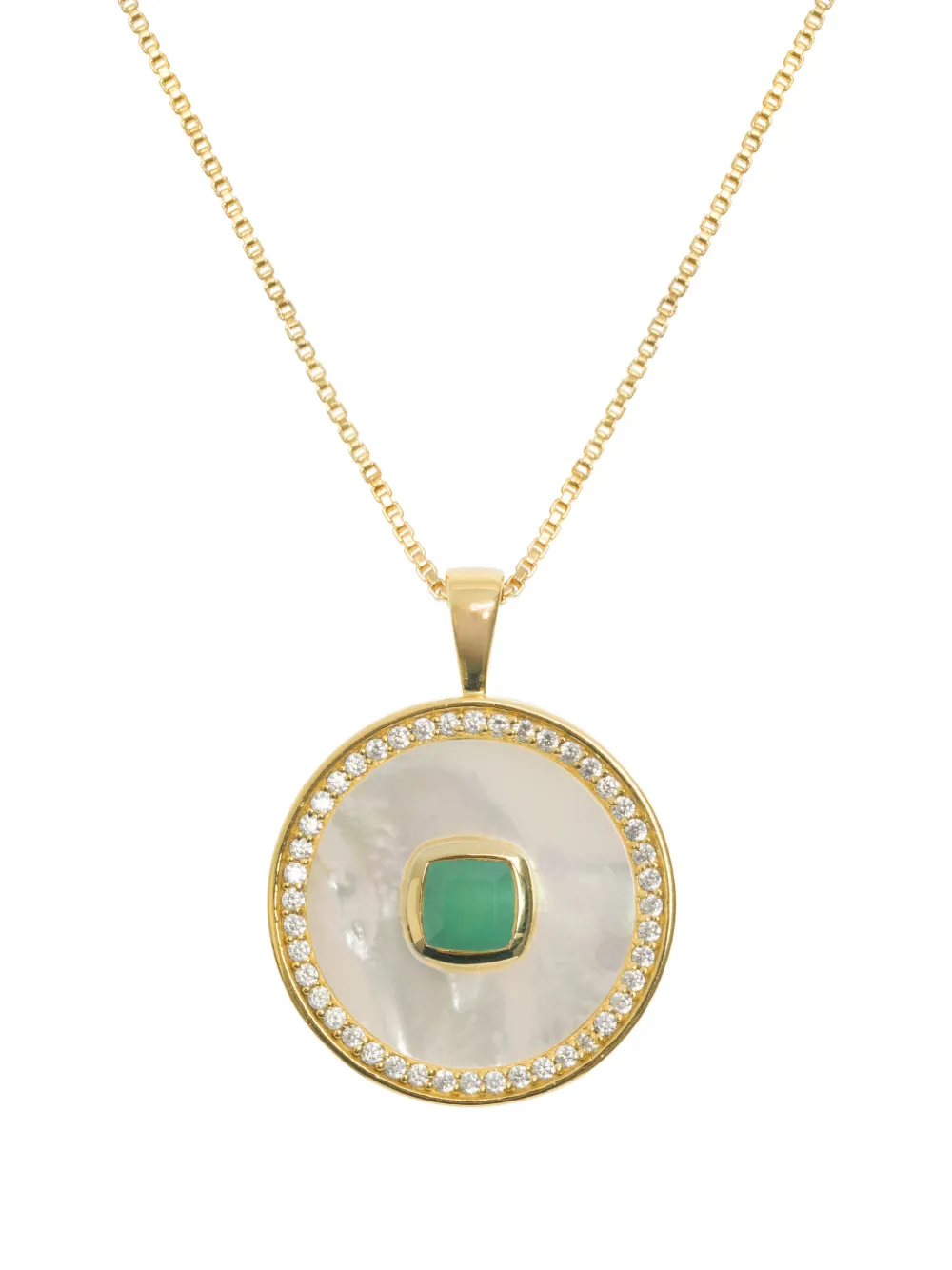 Freya Rose May Mother-of-pearl Emerald Necklace In Gold