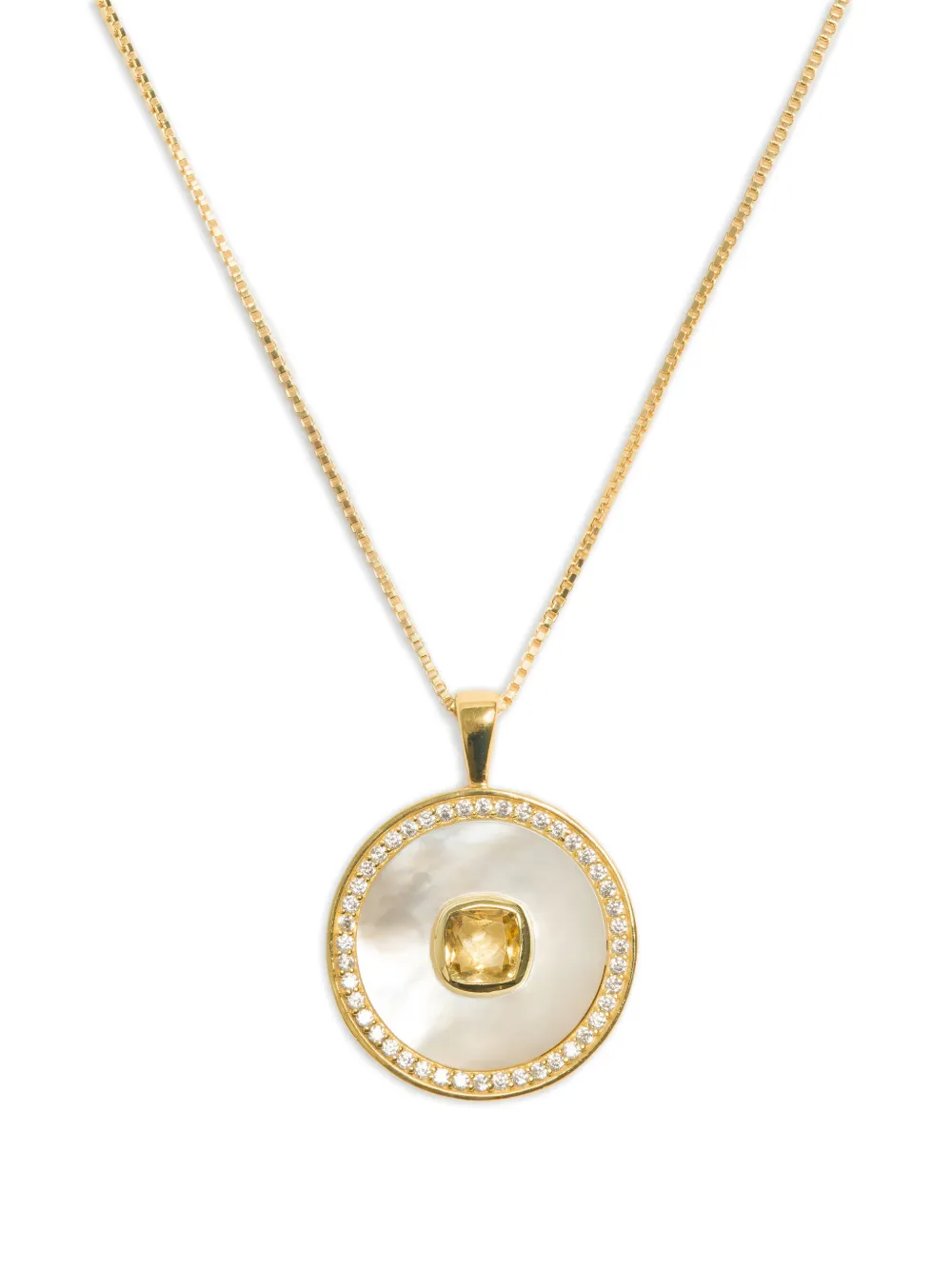 Freya Rose November Citrine Mother-of-pearl Necklace In Gold