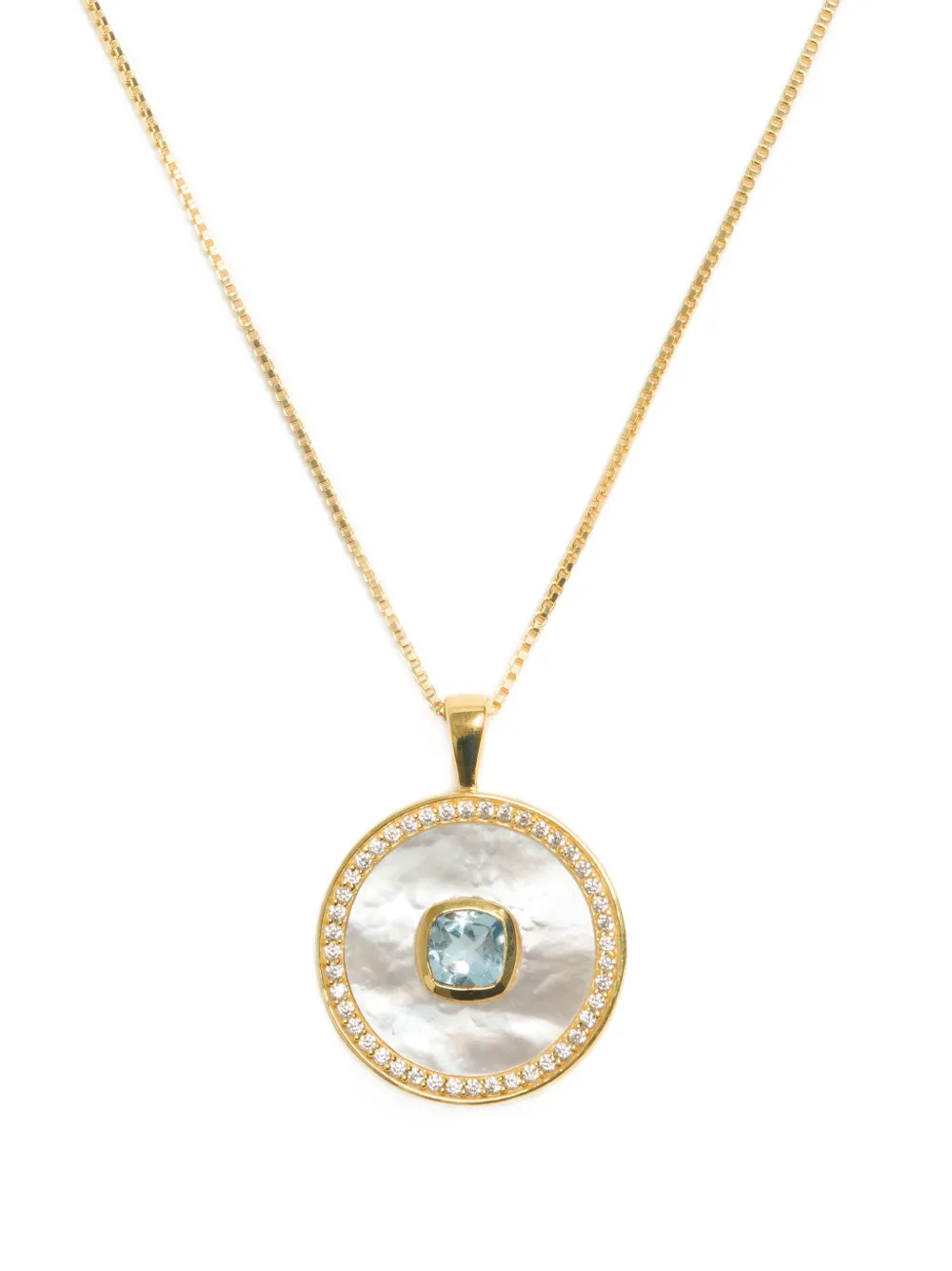 Freya Rose March Mother-of-pearl Aquamarine Necklace In Gold