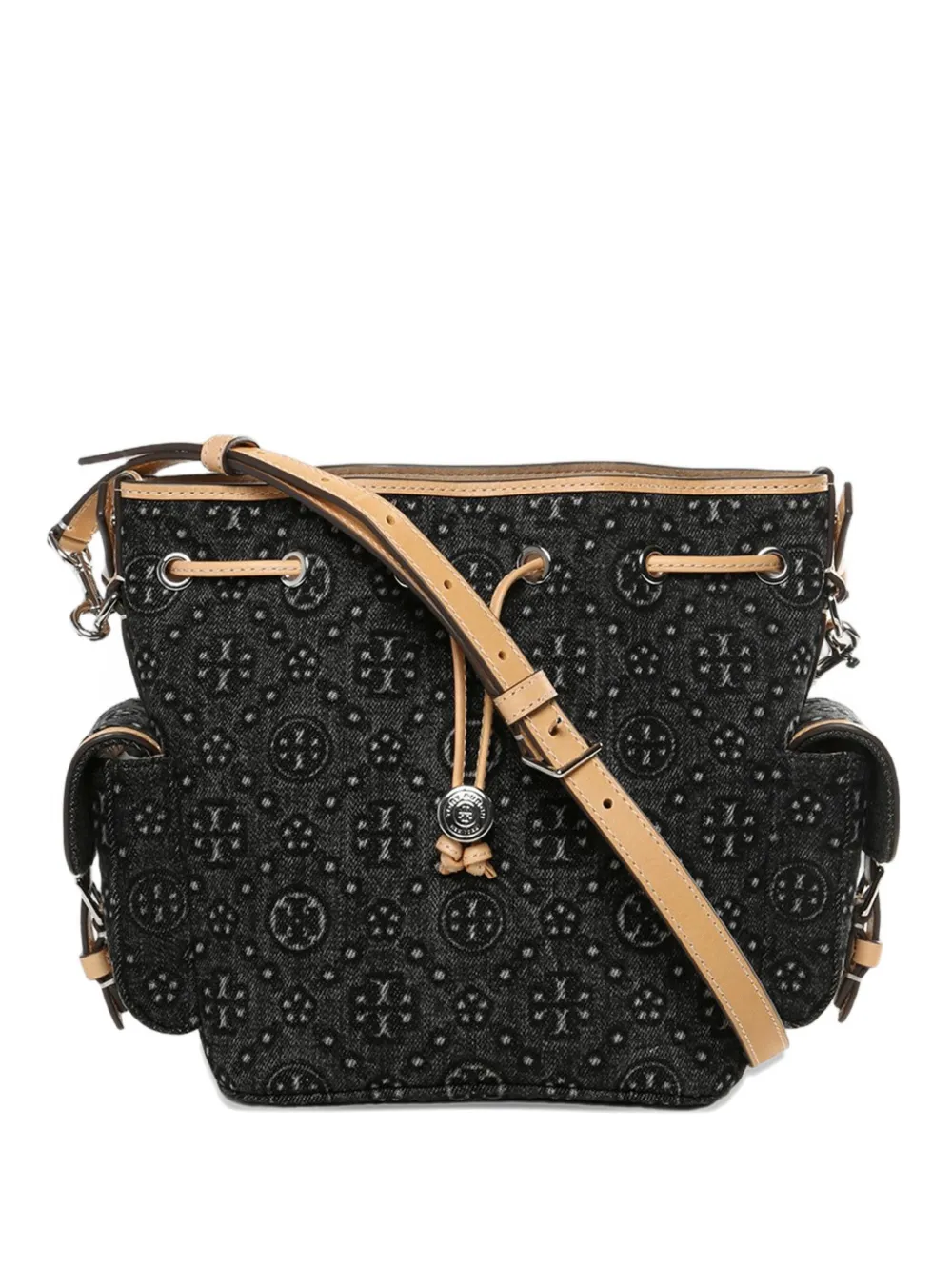 Tory Burch drawstring pattern bucket bag - Nero