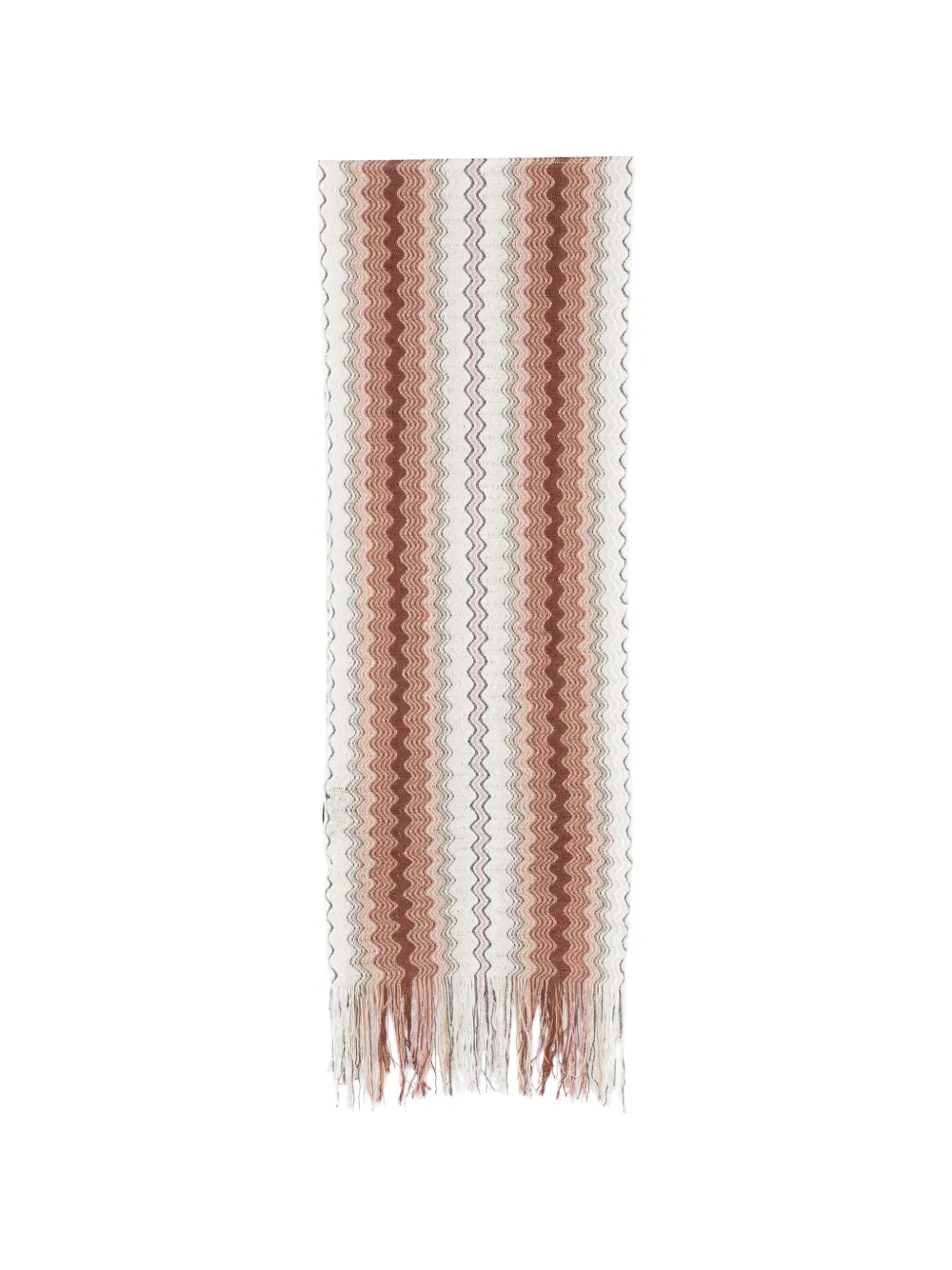 Missoni zigzag-pattern fringed scarf - Toni neutri