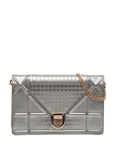 Christian Dior Pre-Owned 2017 Metallic Patent Microcannage Diorama Wallet on Chain crossbody bag
