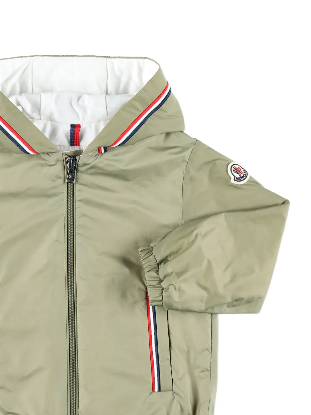  Moncler Enfant Granduc Striped Hooded Jacket - Green 
