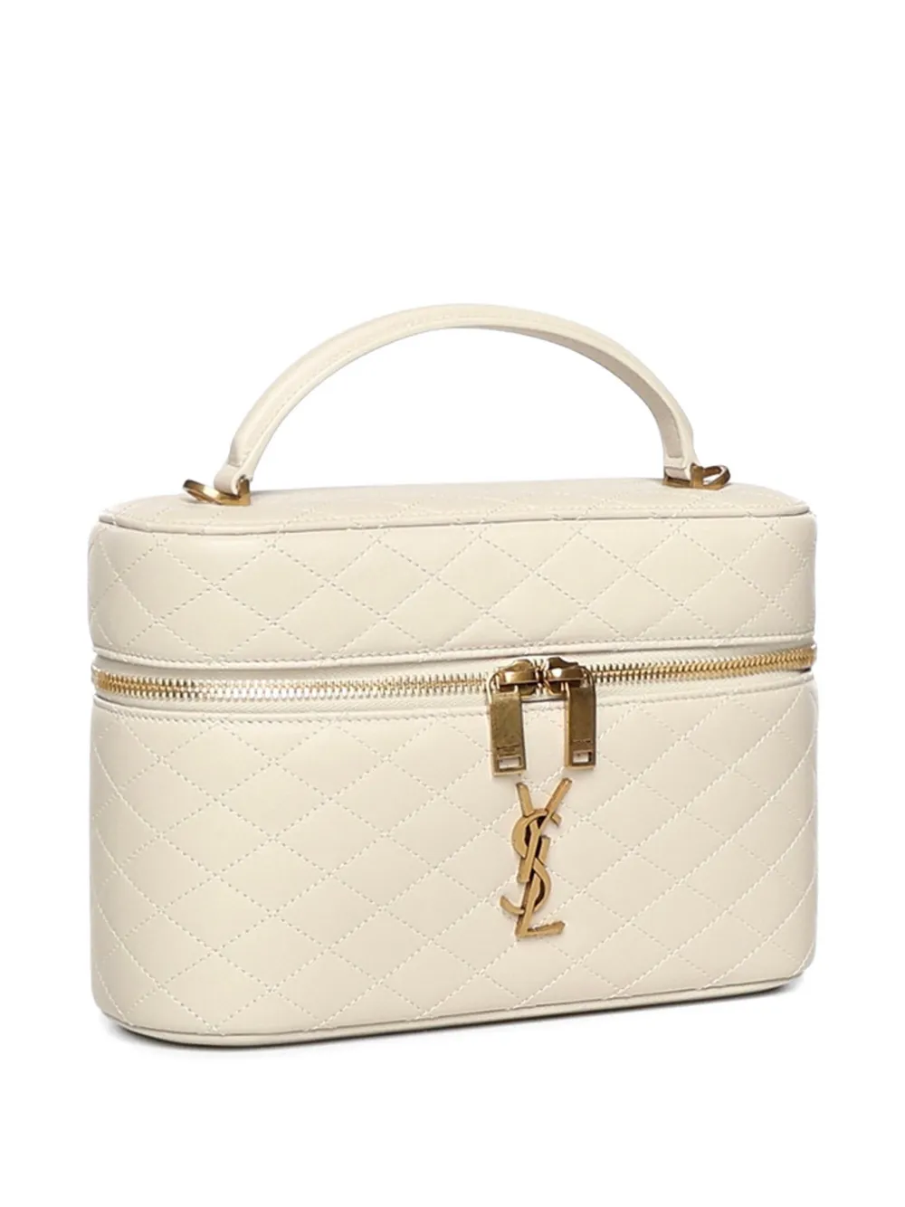 Saint Laurent Gaby grote gewatteerde leren toilettas Beige