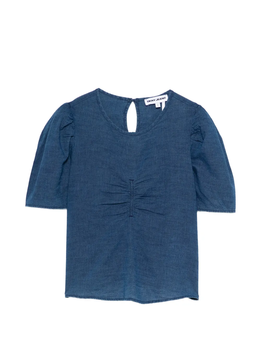 DKNY puff-sleeve gathered blouse - Blu