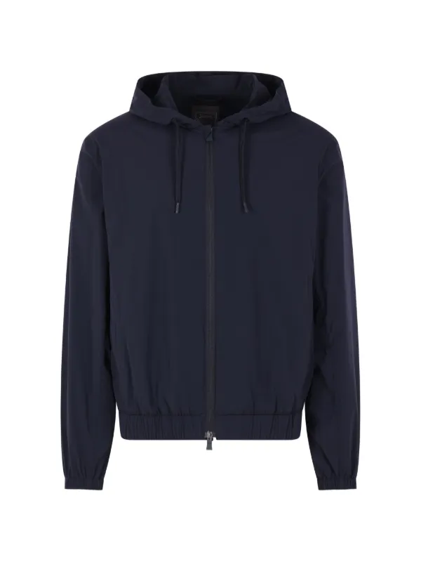 Herno Hooded Zip Coat in Blue
