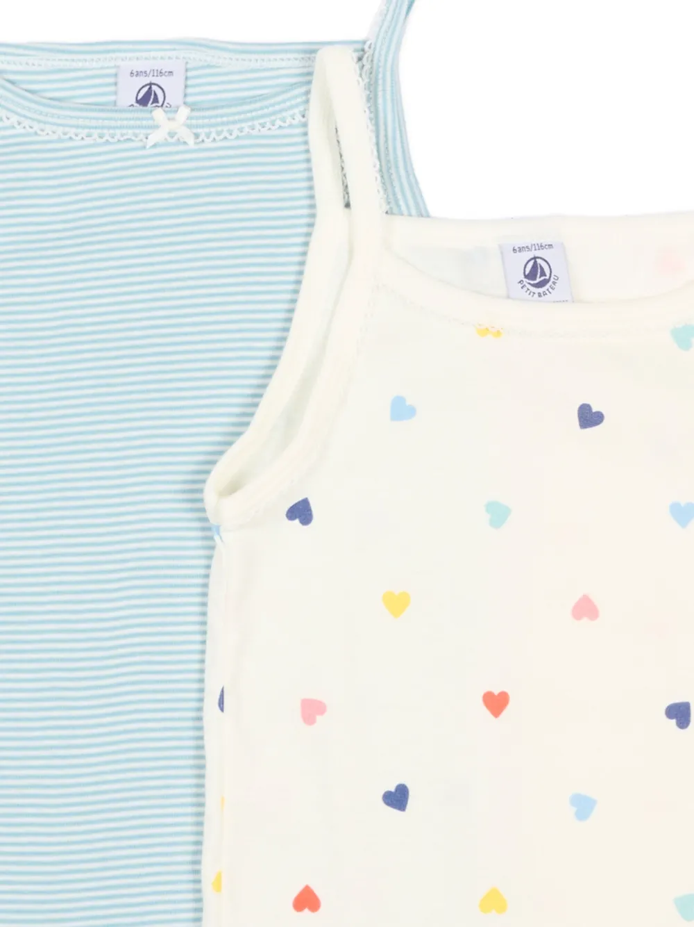 Petit Bateau Twee tanktops met hartprint Blauw
