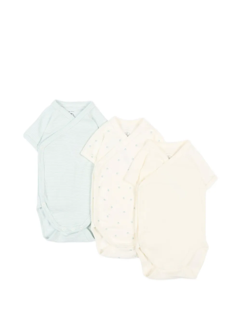 Petit Bateau short-sleeve bodies set (set of three) - Bianco