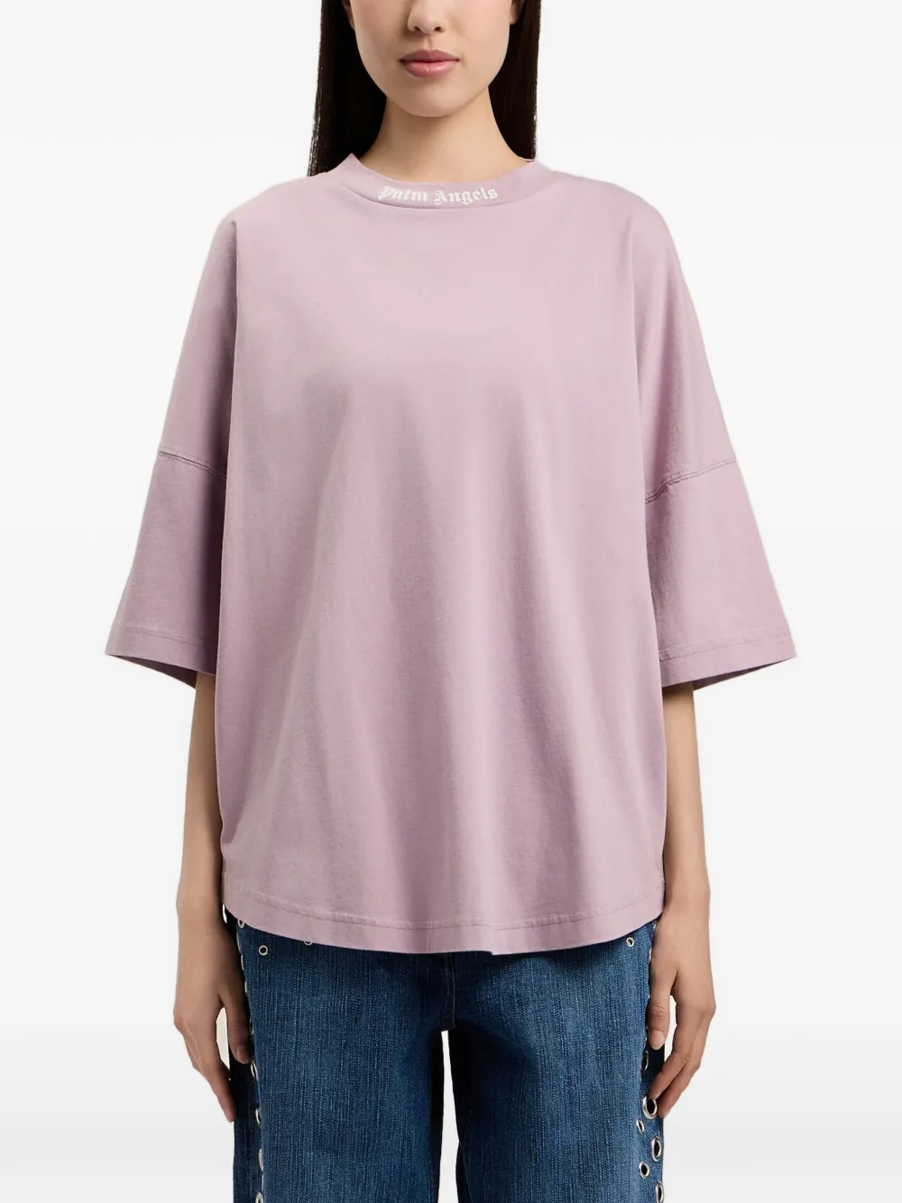 Palm Angels T-shirt met logoprint Paars