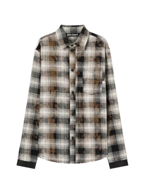 Palm Angels check-pattern frayed shirt