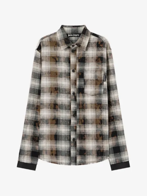 Palm Angels check-pattern frayed shirt