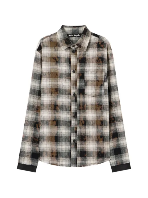 Palm Angels check-pattern frayed shirt