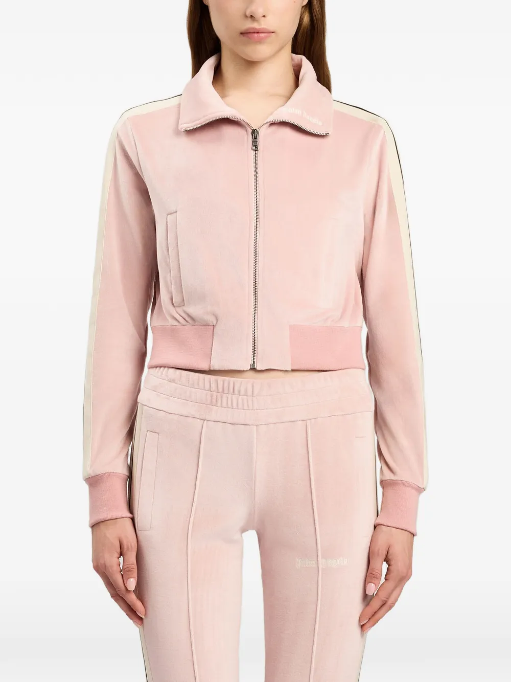  Palm Angels Zip Crop Track Jacket - Pink 