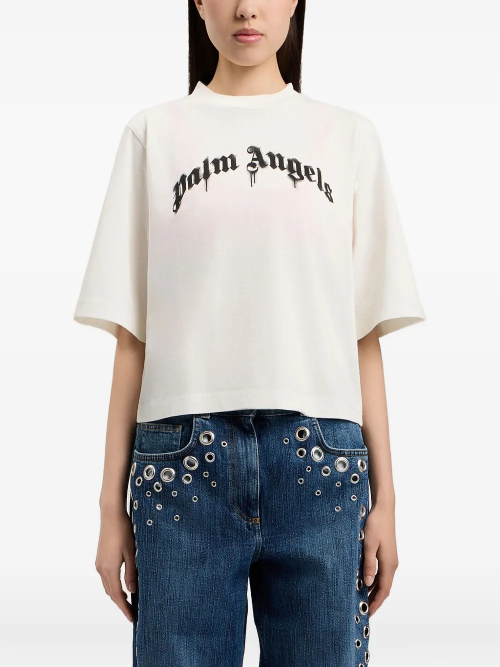 Palm Angels logo-print short-sleeve T-shirt - Bianco