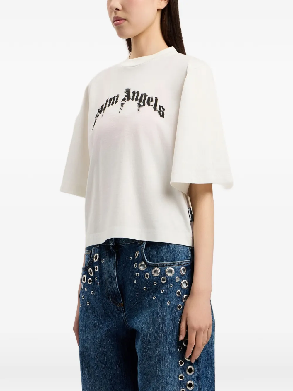 Palm Angels T-shirt met logoprint Wit