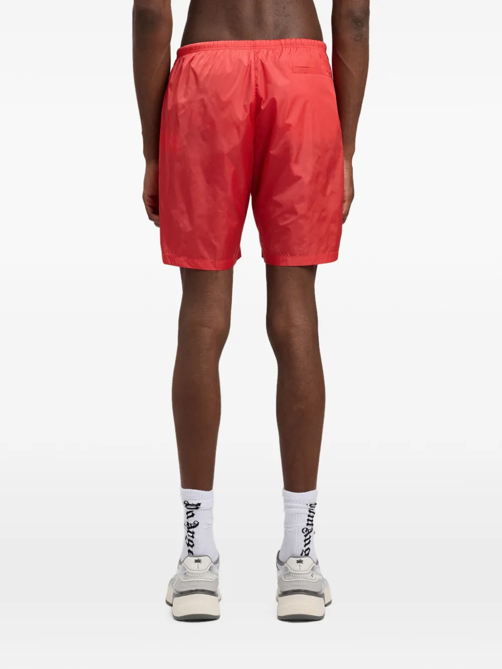 Palm Angels Zwembroek met gewelfde logoprint Rood