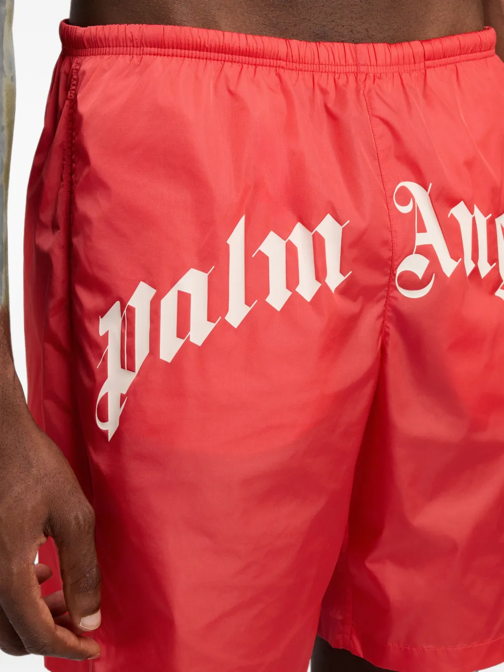 Palm Angels Zwembroek met gewelfde logoprint Rood