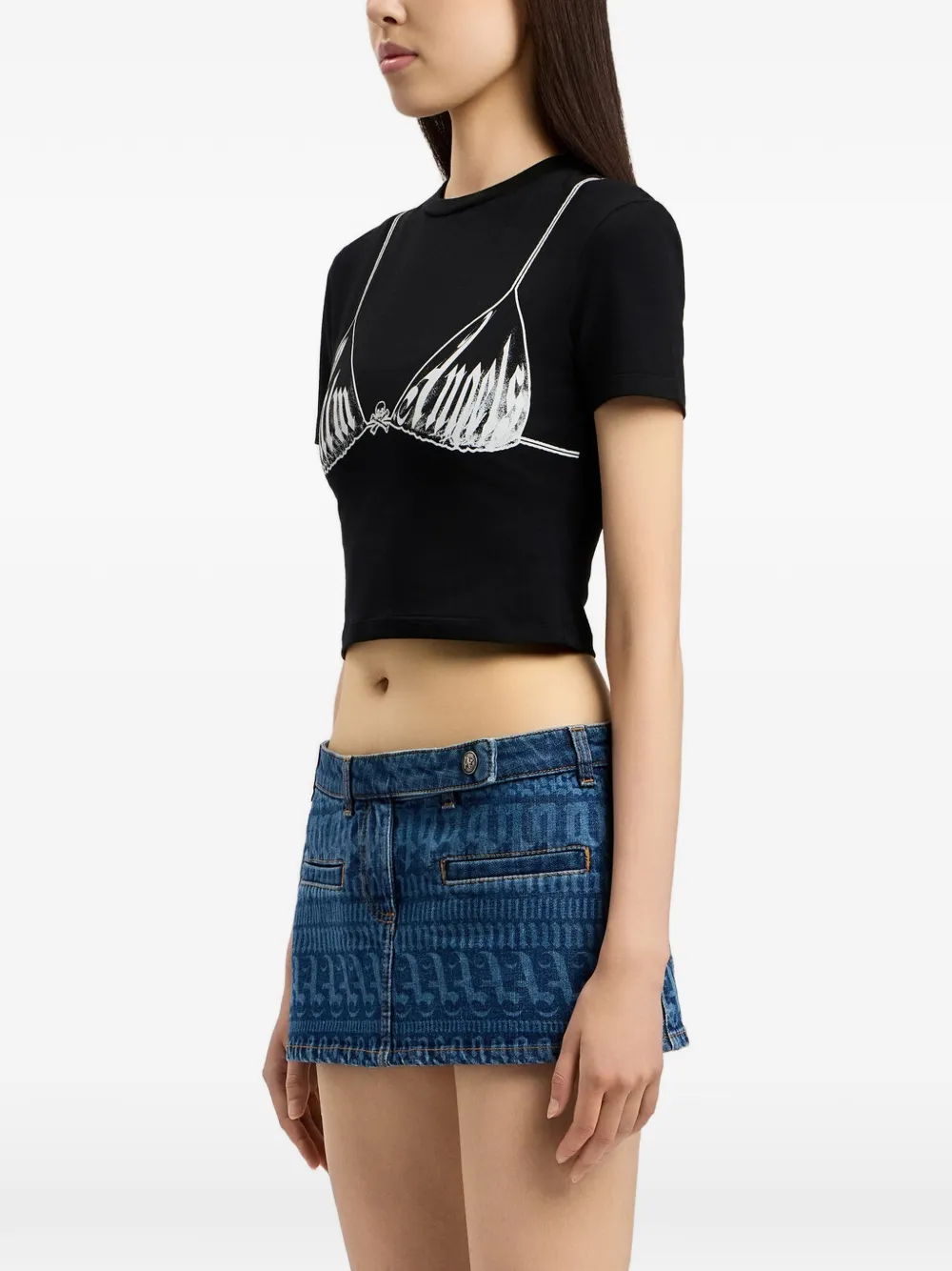 Palm Angels Palm Bra T-shirt met ronde hals Zwart