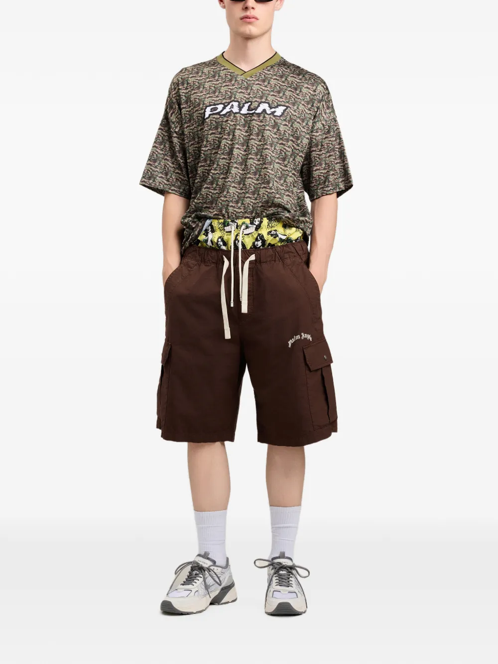 Palm Angels Cargo shorts met gewelfd logo Bruin