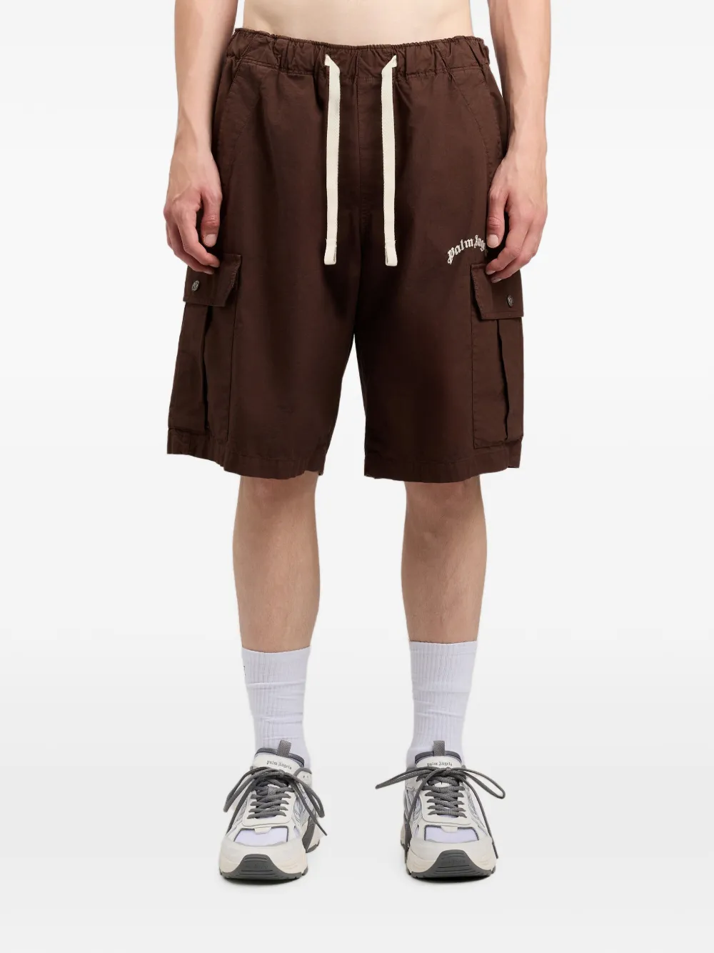 Palm Angels Cargo shorts met gewelfd logo Bruin