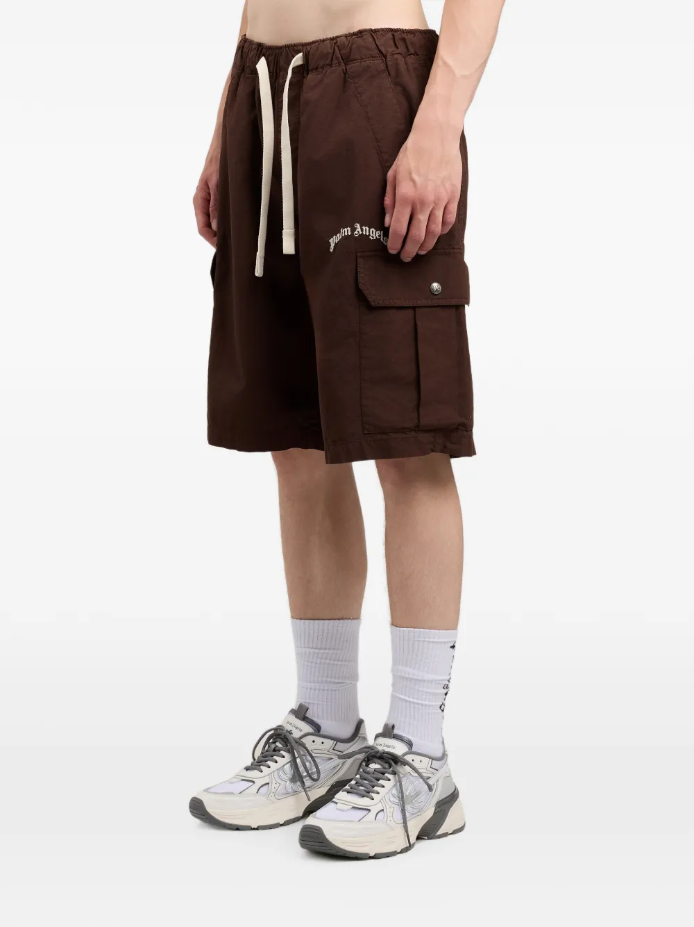 Palm Angels Cargo shorts met gewelfd logo Bruin